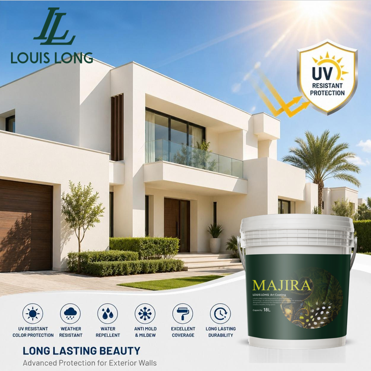 LOUISLONG Waterproof Acrylic Stone Exterior Wall Coating Paint UV Resistant Roof Waterproofing Liquid Membrane for Brush